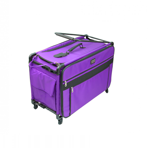 TUTTO sewing Machine case On Wheels purple & Black Case 17” Luggage Roll On