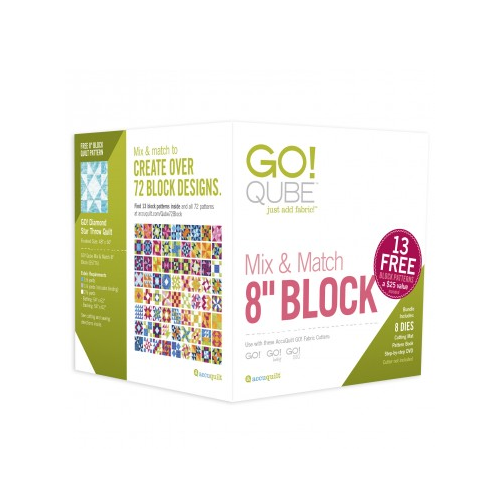 AccuQuilt GO! Qube Mix and Match 4 Inch Block with 8 Basic Cut Quilting  Shapes, 2 Cutting Mats, Videos, Storage Box, and 14 Pattern Booklet