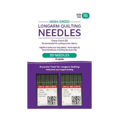 HQ High-Speed Longarm Needles – Two Packages of 10 (Crank 100/16 134MR-3.5)