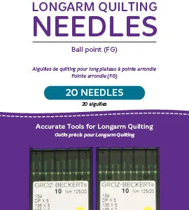 HQ Ball Point Longarm Needles – Two Packages of 10 (20/125-FG, Ball Point)