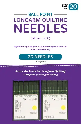 HQ Ball Point Longarm Needles – Two Packages of 10 (20/125-FG, Ball Point)