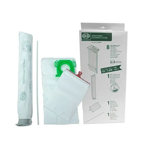 Sebo 51828AM Service Box X7/X8 (8 AeraPure Bags, Microfilter, and Exhaust Filter)